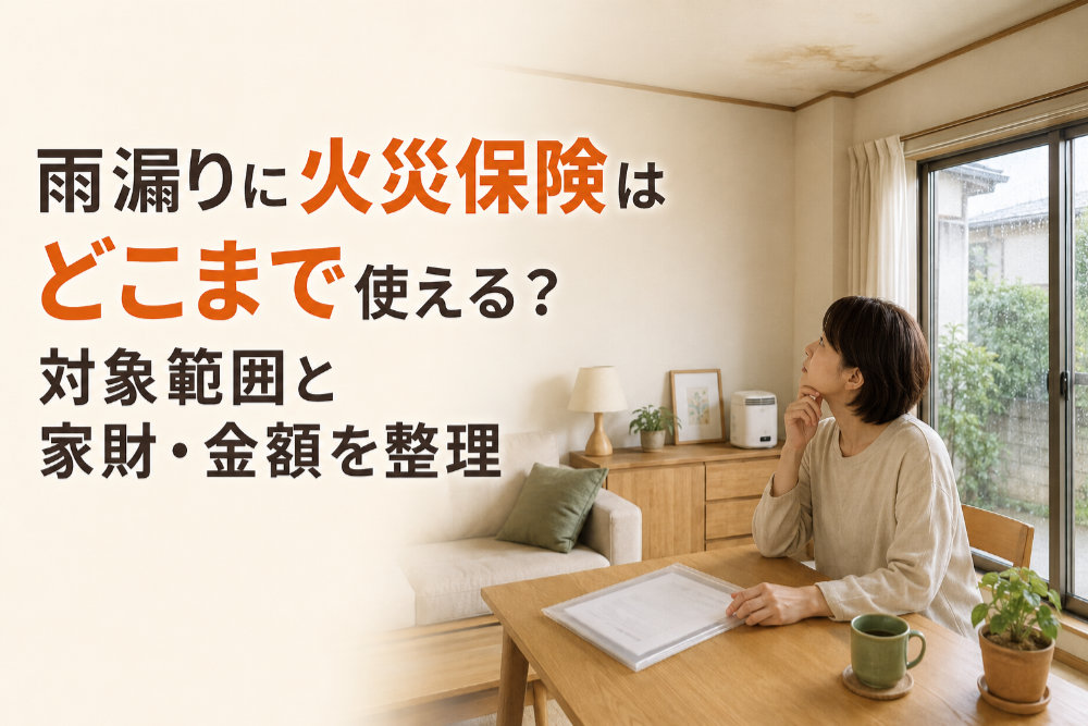 雨漏りに火災保険はどこまで使える？対象範囲と家財・金額を整理