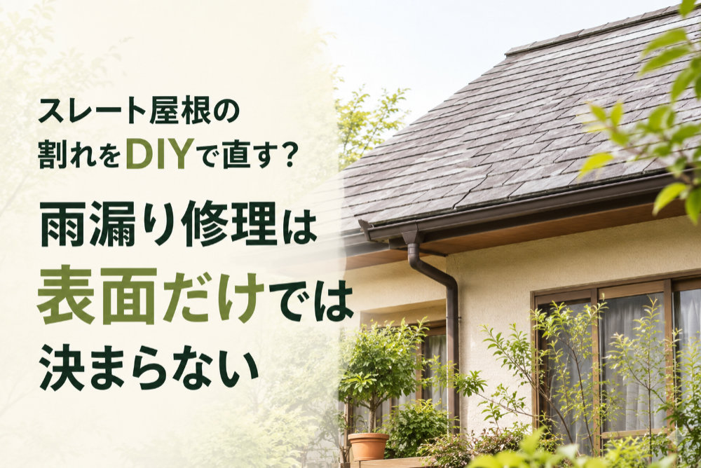 スレート屋根の割れをDIYで直す？雨漏り修理は表面だけでは決まらない