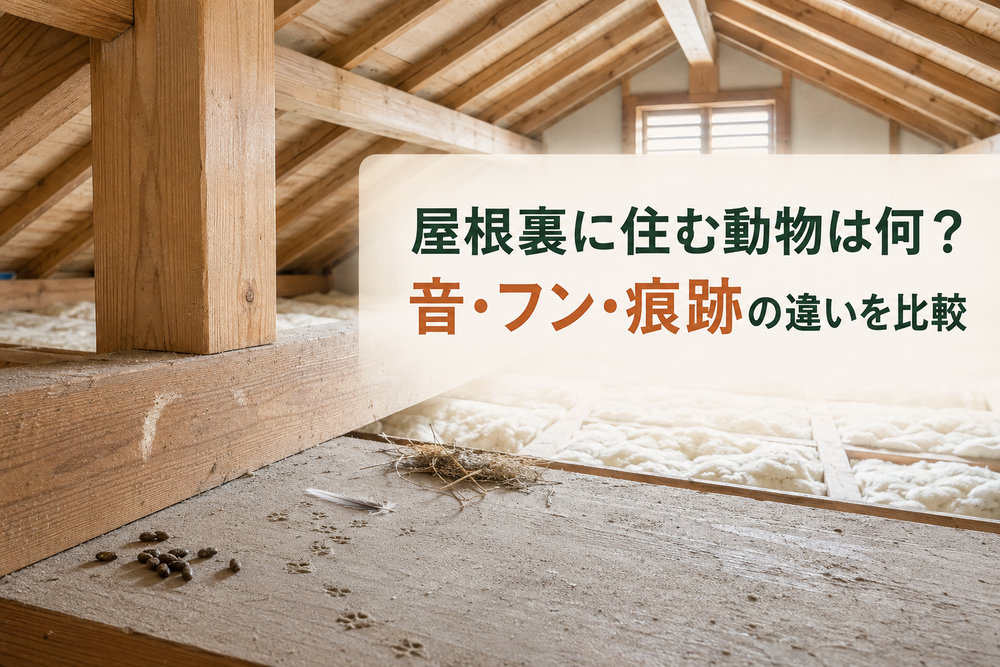 屋根裏に住む動物は何？音・フン・痕跡の違いを比較
