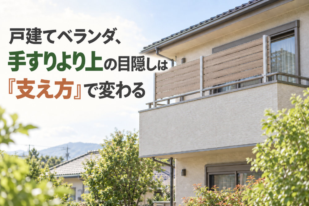 戸建てベランダ、手すりより上の目隠しは『支え方』で変わる