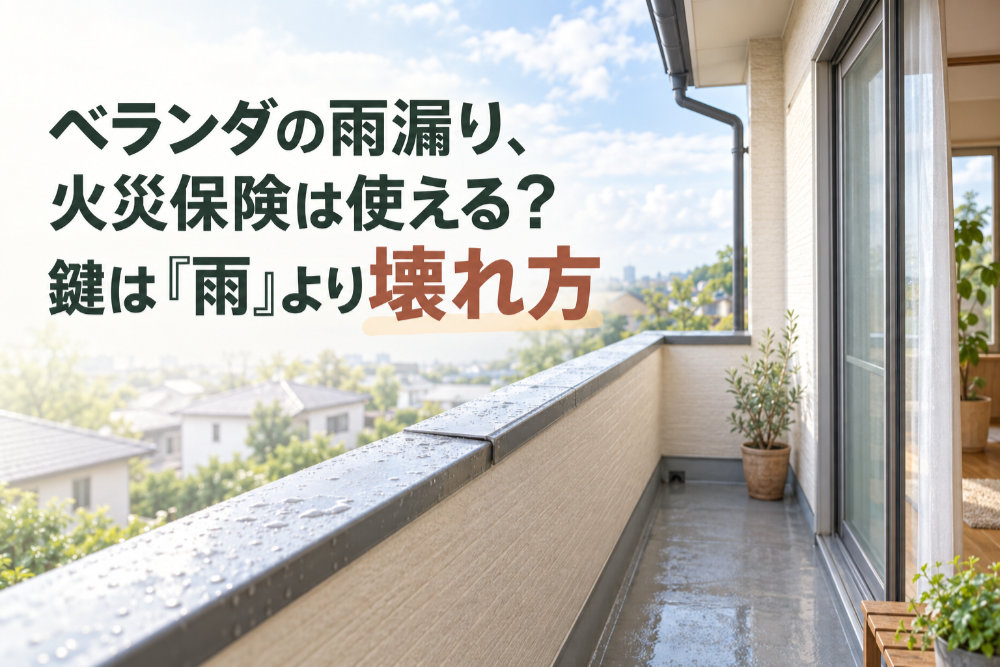 ベランダの雨漏り、火災保険は使える？鍵は『雨』より壊れ方