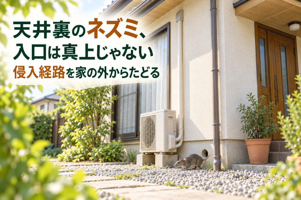 天井裏のネズミ、入口は真上じゃない|侵入経路を家の外からたどる
