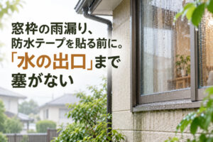 窓枠の雨漏り、防水テープを貼る前に。「水の出口」まで塞がない