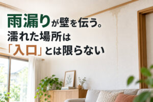 雨漏りが壁を伝う。濡れた場所は『入口』とは限らない